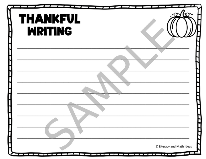 Free Thanksgiving Break Writing Prompt Sampler (Grades 3-5)