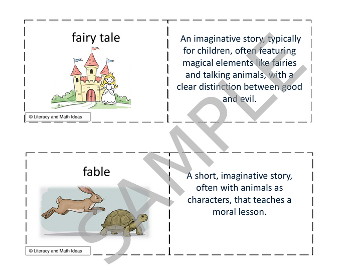 Literary Genre Flashcards with Printable Storage Box