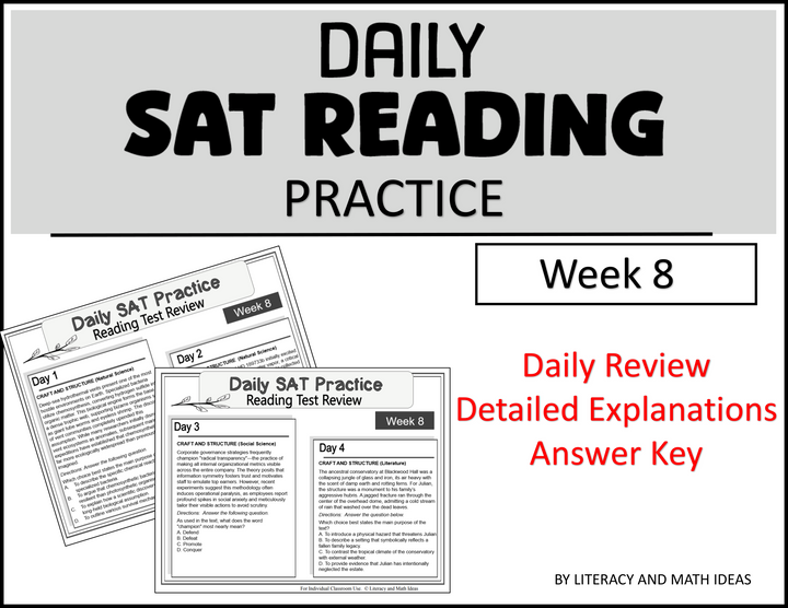Daily SAT Reading Practice Week 8: Craft & Structure