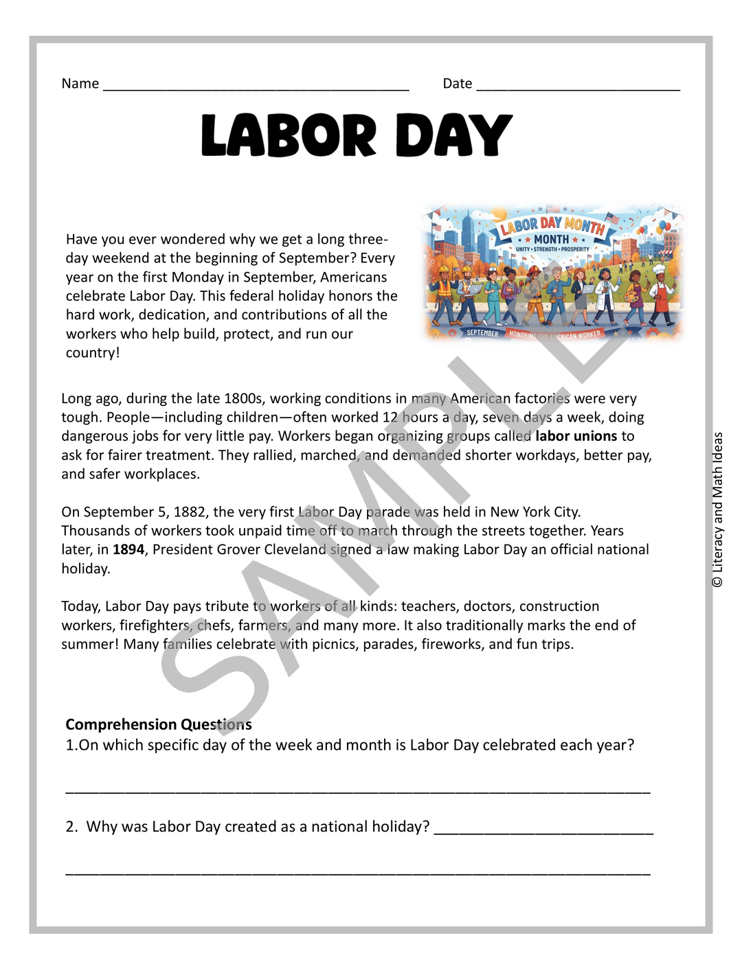 Free Back To School: A Full Year of Monthly Writing Prompts & Comprehension Passages