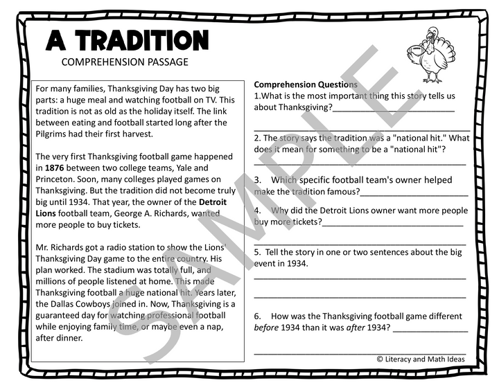Thanksgiving Break Math & ELA Review Packet (Grades 3-5)