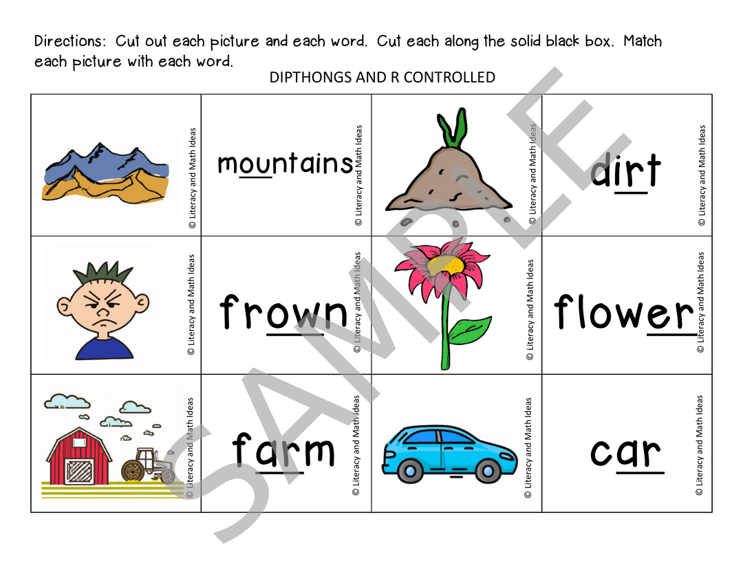 Phonics Sorts: Vowels, Blends, Digraphs, Diphthongs & R-Controlled Words