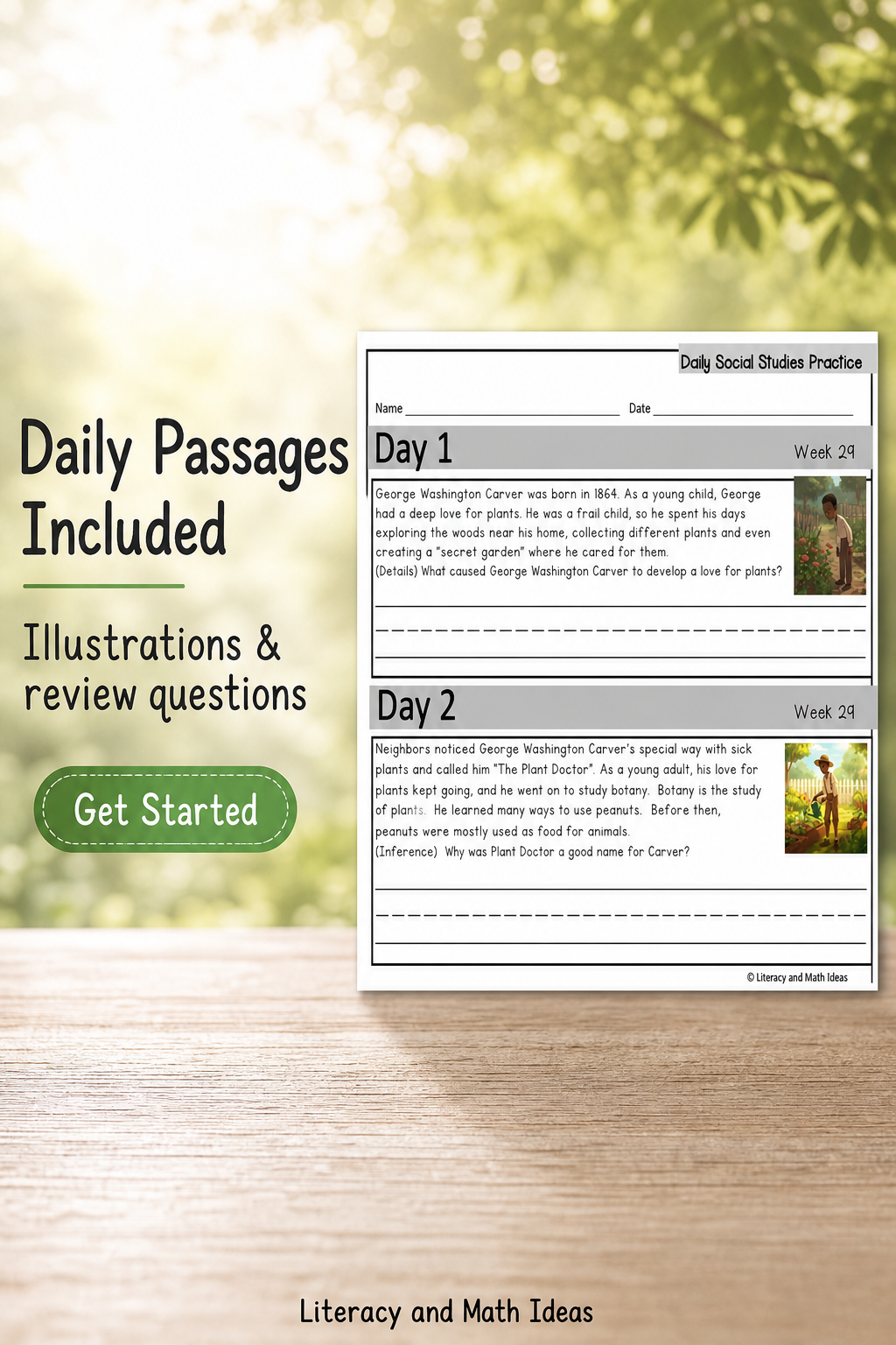 Grade 2 Daily Social Studies Practice: Biographies - Week 29