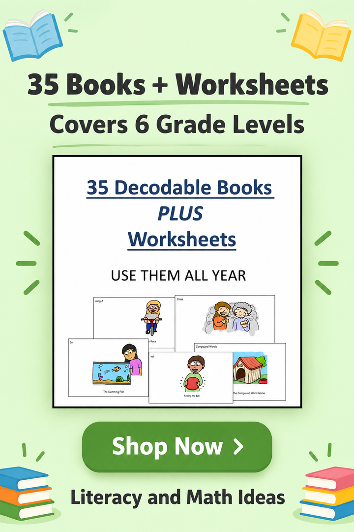 35 Decodable Phonics Books & Comprehension Worksheets for K-6