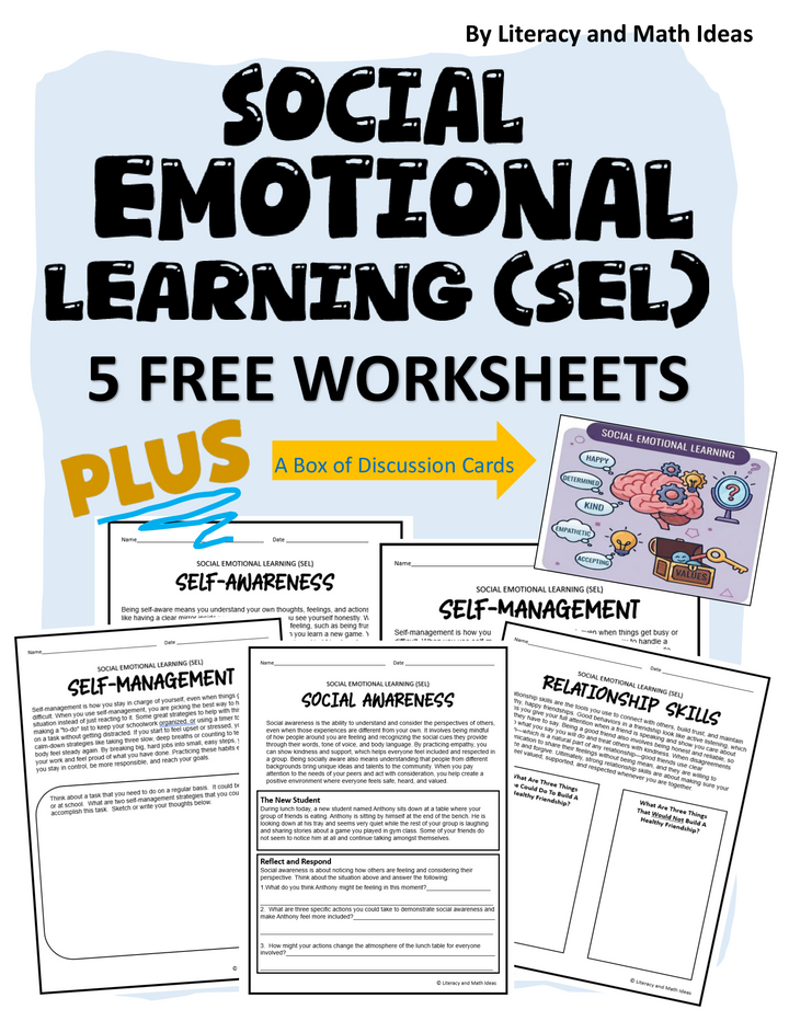 Free Social Emotional Learning (SEL) Worksheets & Discussion Cards