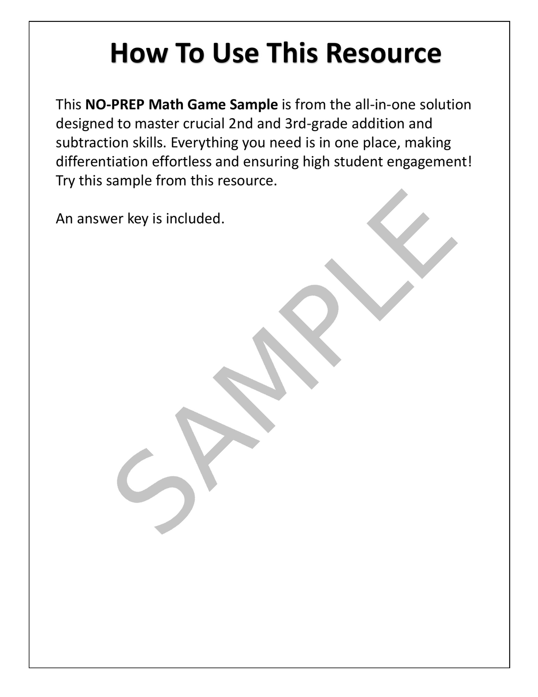 Free No-Prep Double-Digit Addition Game