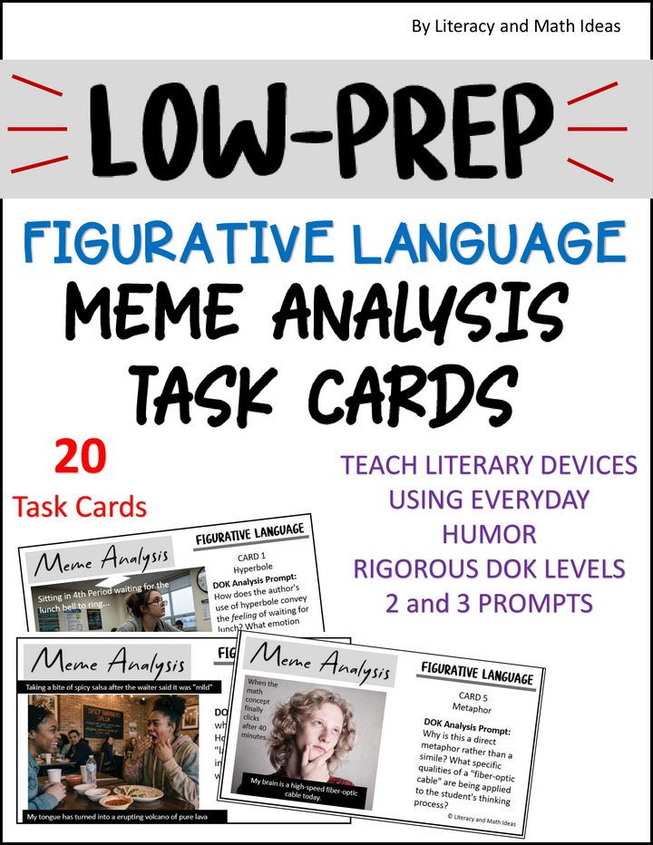 Figurative Language Meme Task Cards: Literary Devices Analysis Stations