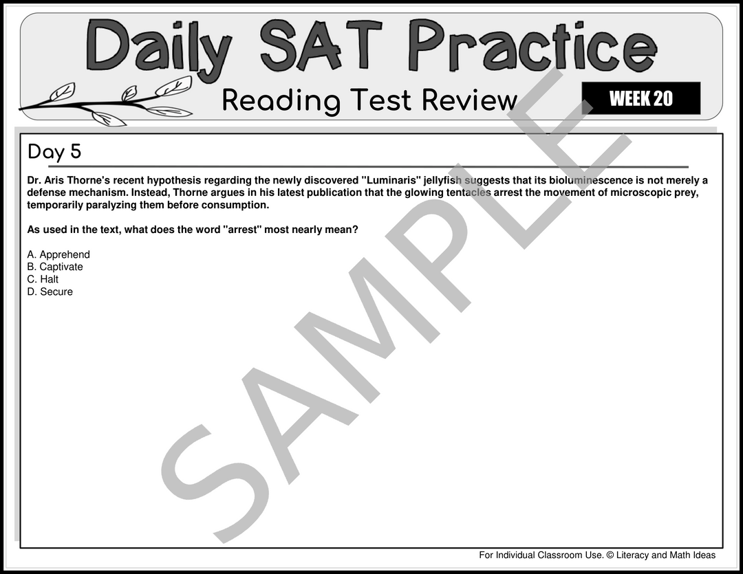 SAT Reading Prep: 10 Months of Daily Spiral Review & Explanations