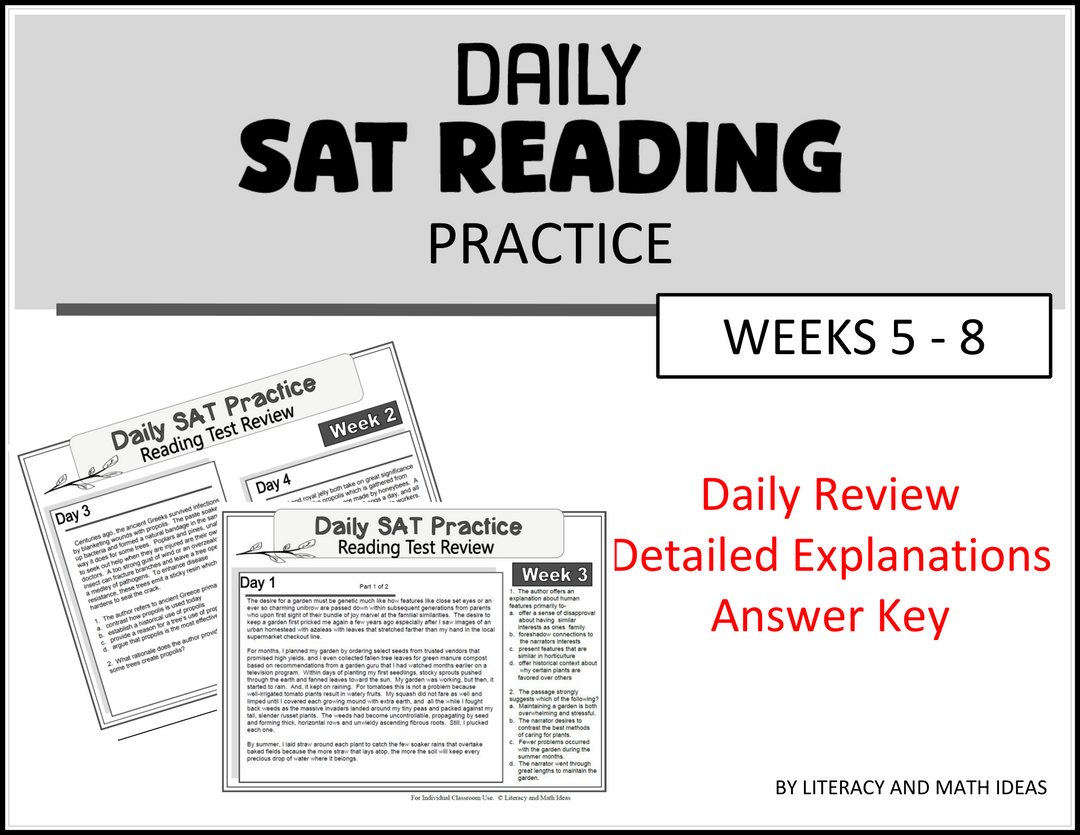 Daily SAT Reading Practice: Weeks 5-8 (Month 2)