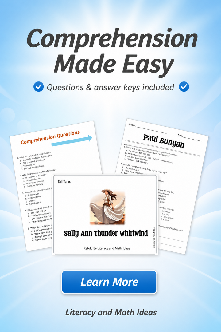 Four Tall Tales Reading Comprehension & Writing Bundle