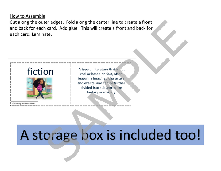 Literary Genre Flashcards with Printable Storage Box