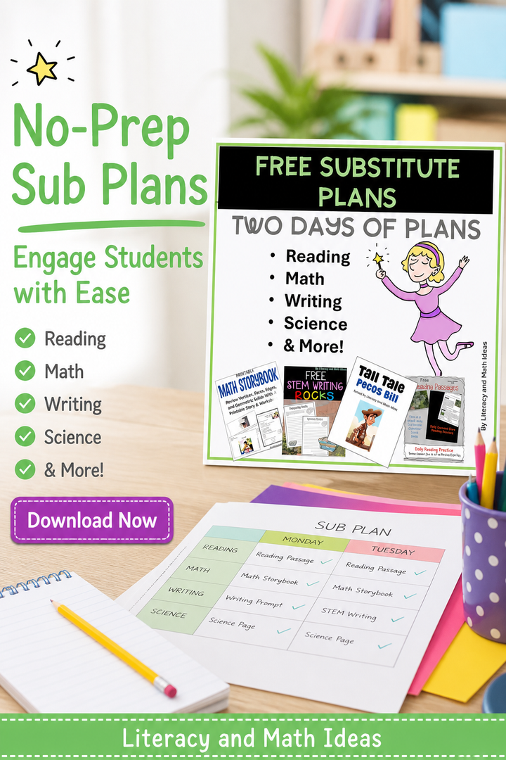 Free 2-Day Substitute Teacher Lesson Plans for Grades 3-5