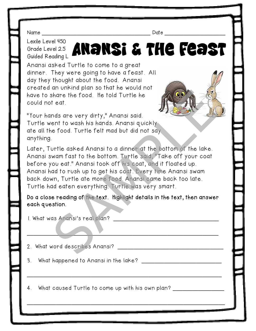 Folktales Leveled Reading Passages & Comprehension Questions (Levels L-N)