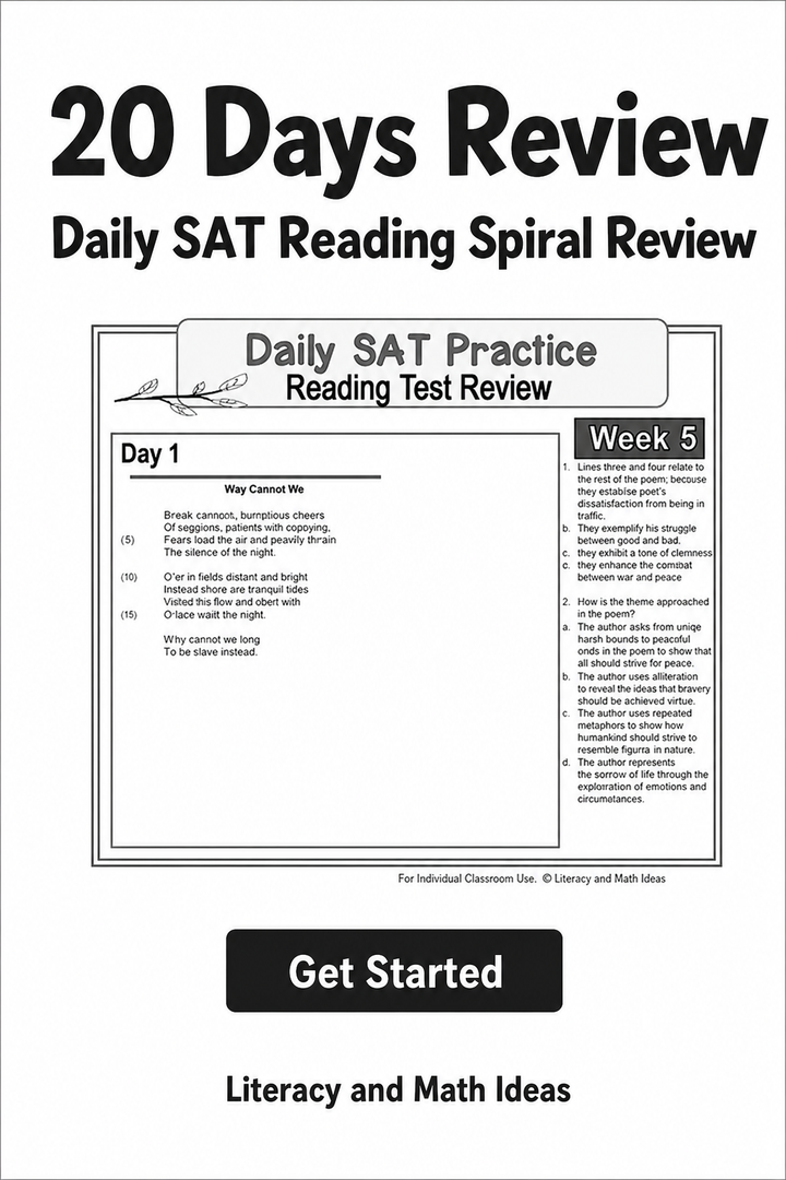 Daily SAT Reading Practice: Weeks 5-8 (Month 2)