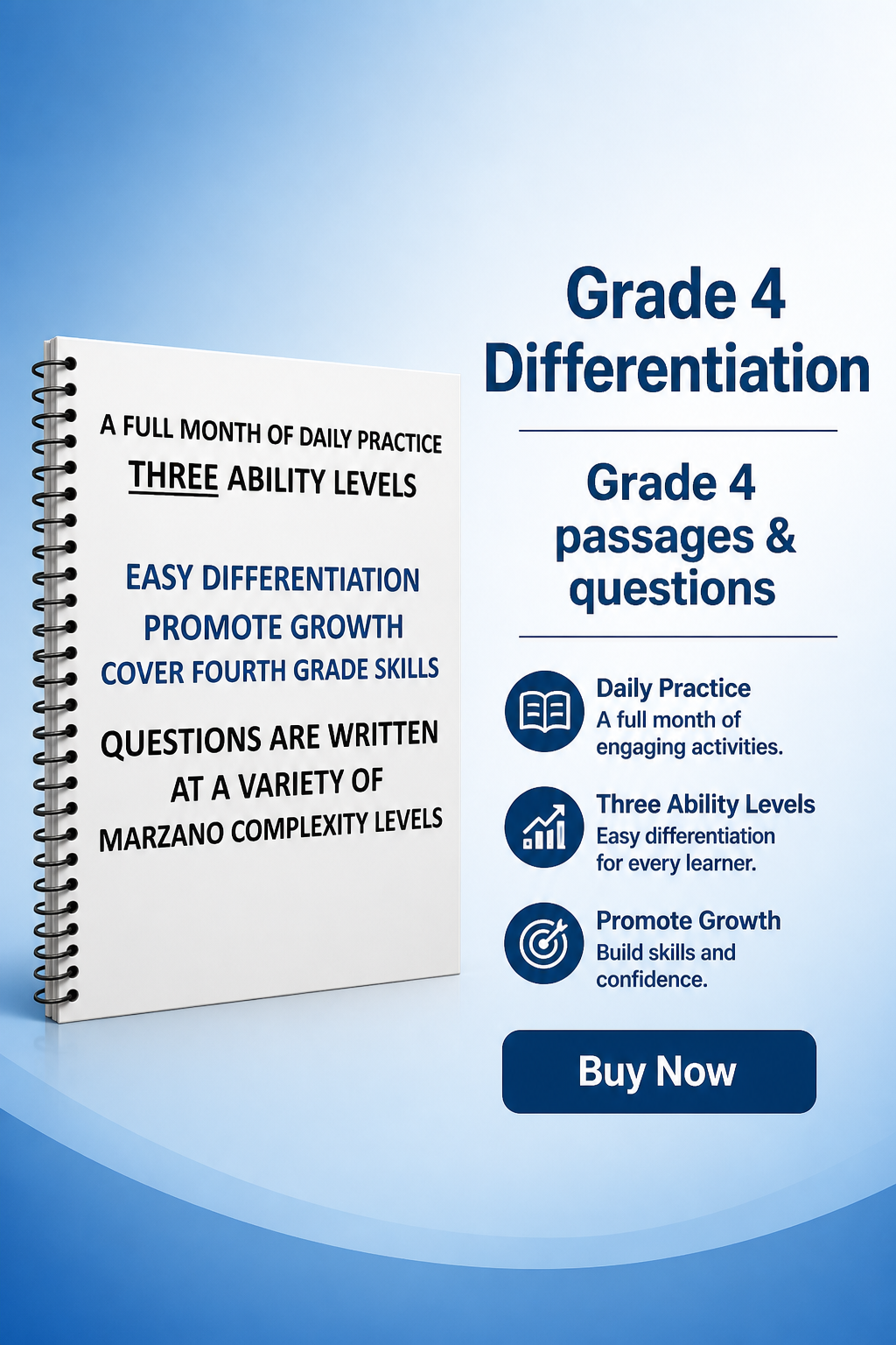 Grade 4 Differentiated Daily Reading Comprehension Worksheets - Month 1