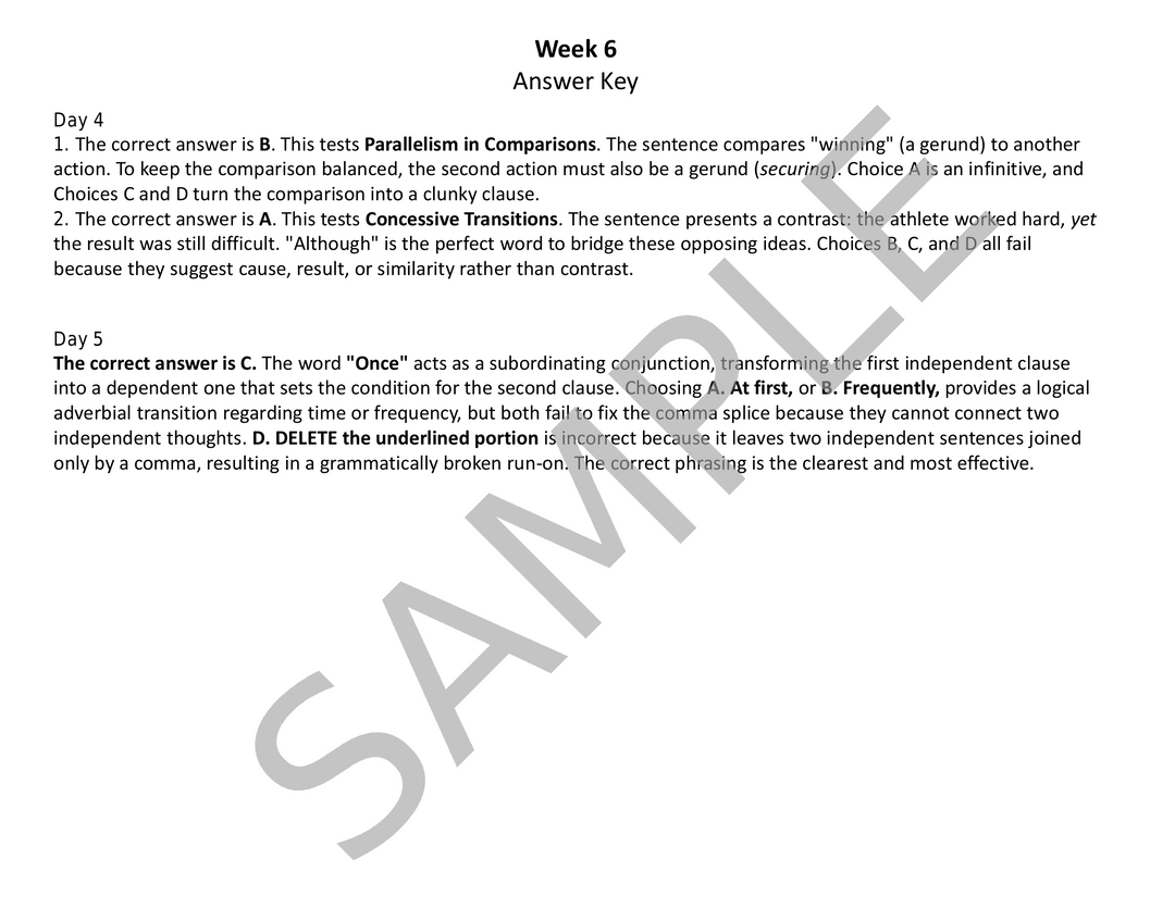 Daily ACT English Test Practice (Weeks 5 - 8): Grammar & Sentence Structure