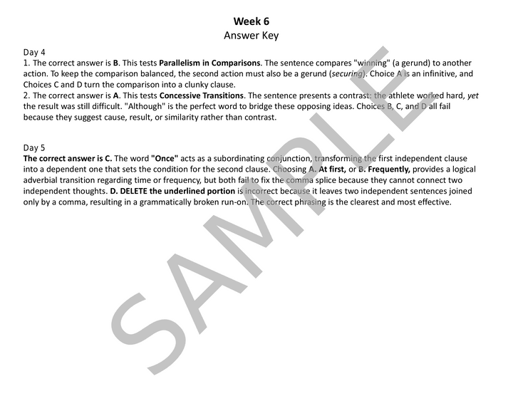 Daily ACT English Test Practice (Weeks 5 - 8): Grammar & Sentence Structure