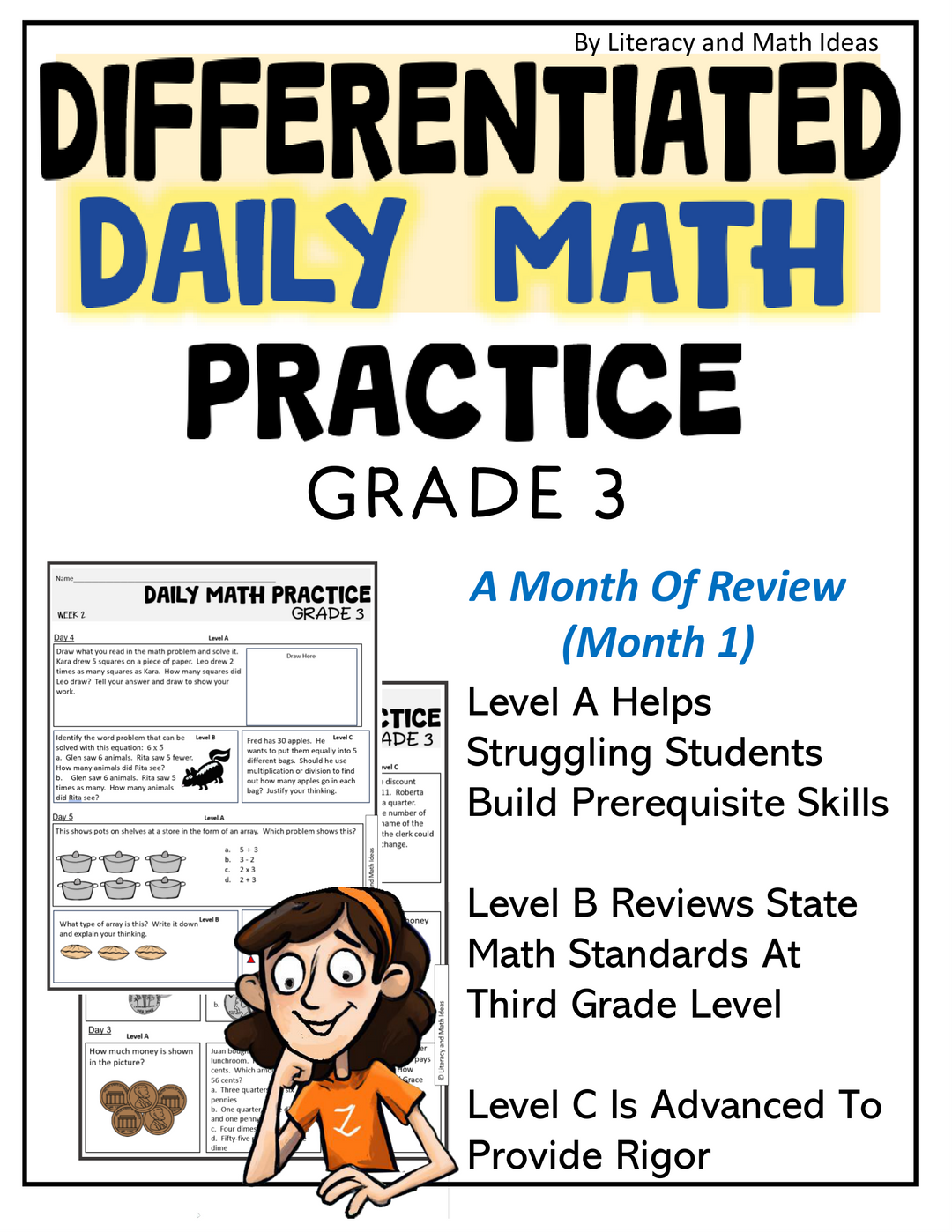 3rd Grade Differentiated Daily Math Practice: Month 1 Review