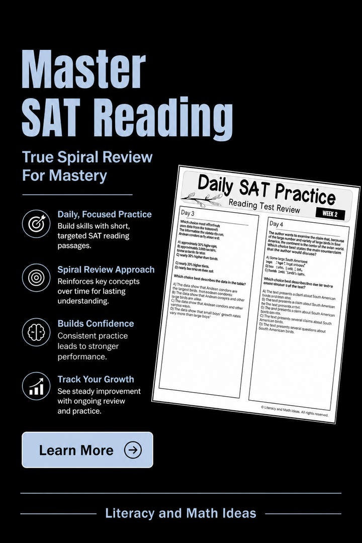 Daily SAT Reading Practice: Weeks 29-32 (Month 8)