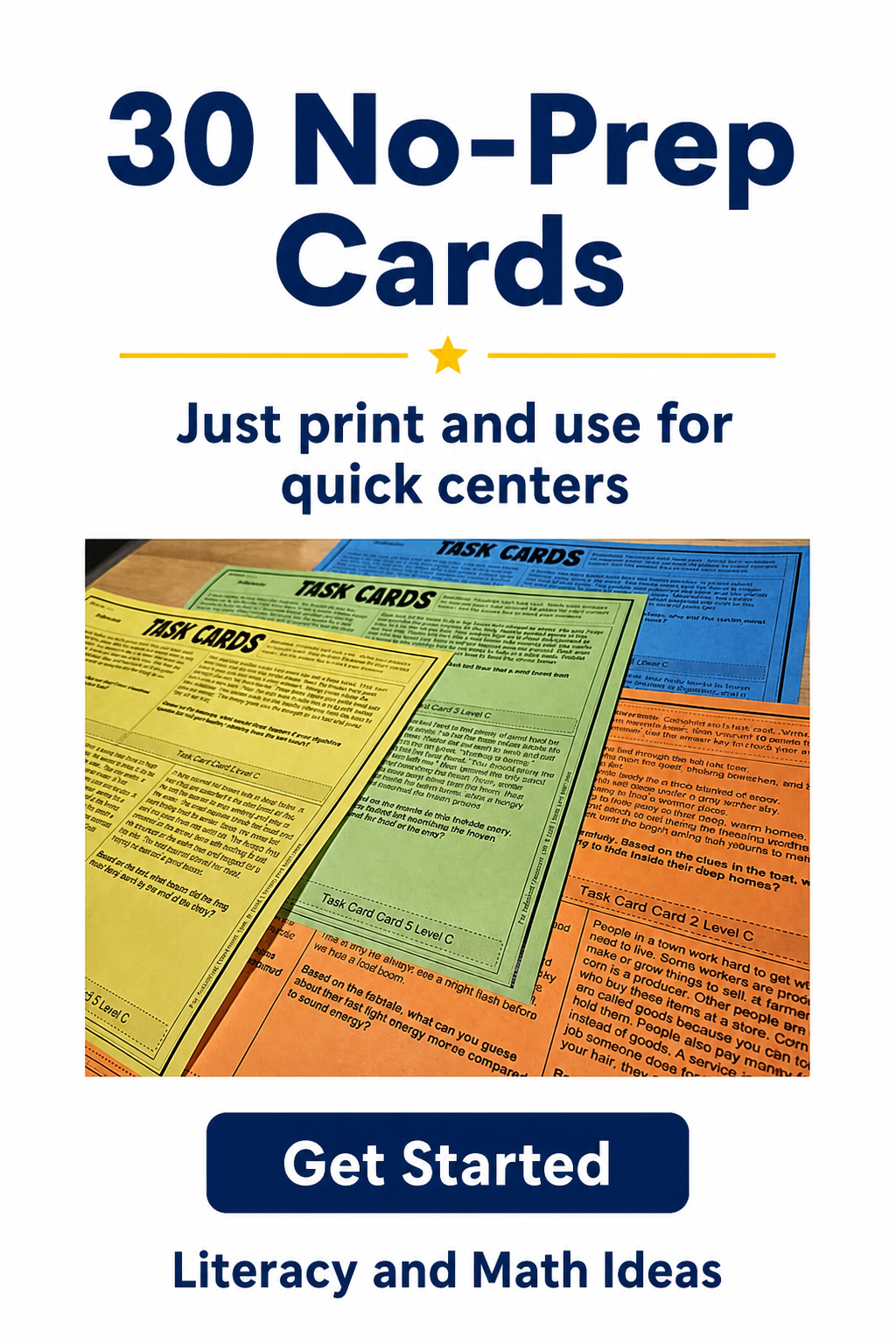 No-Prep Inference 30 Task Cards (Grade 3)