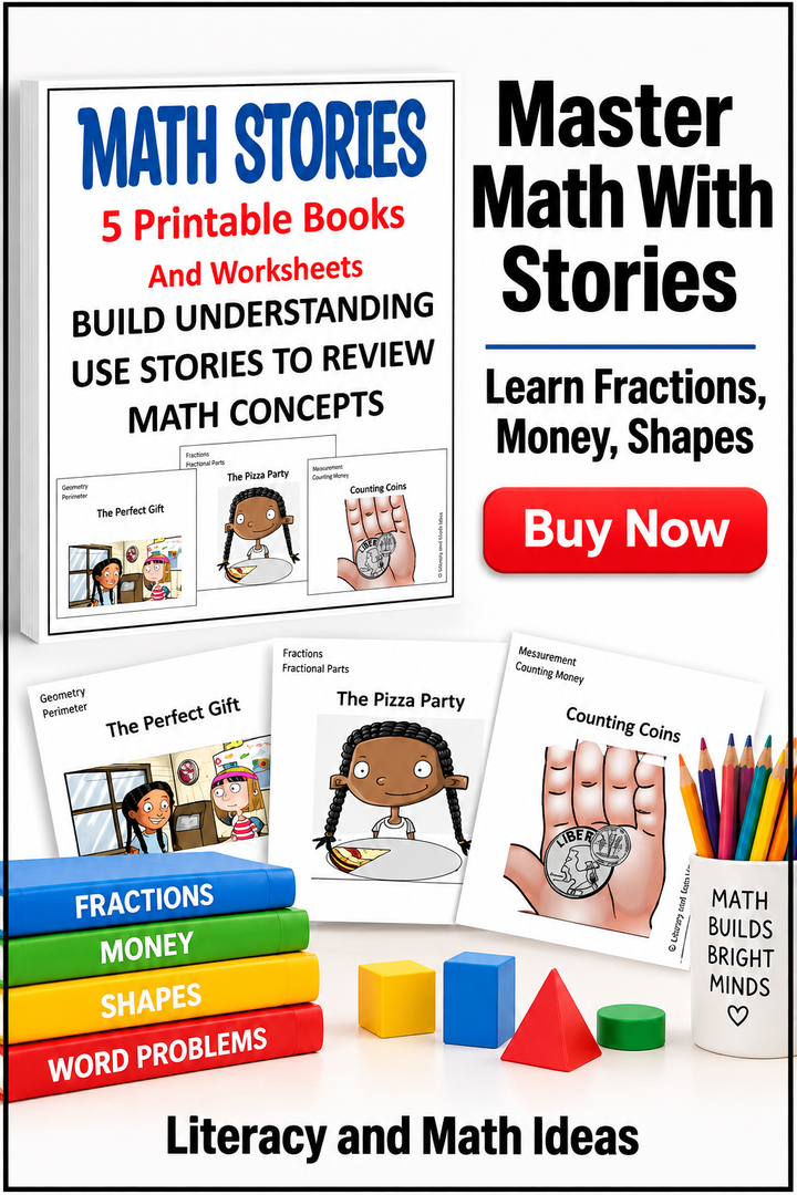 Printable Math Storybooks: Perimeter, Area, Fractions, Money & 2D Shapes