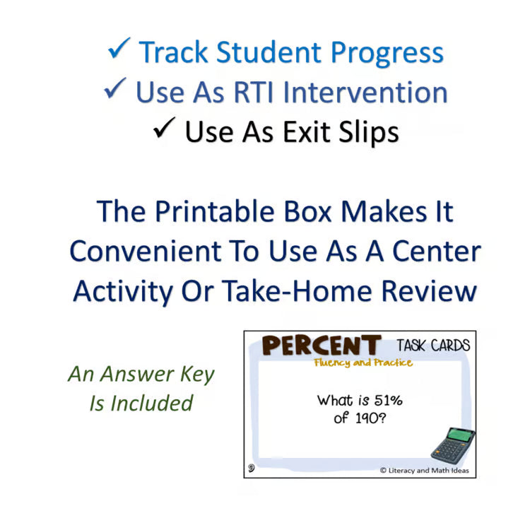 Convert Fractions, Decimals & Mixed Numbers to Percents|Task Cards|Intervention
