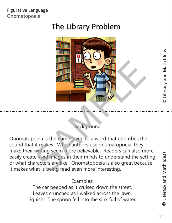 Free Onomatopoeia Mini Book and Worksheet - Figurative Language Practice