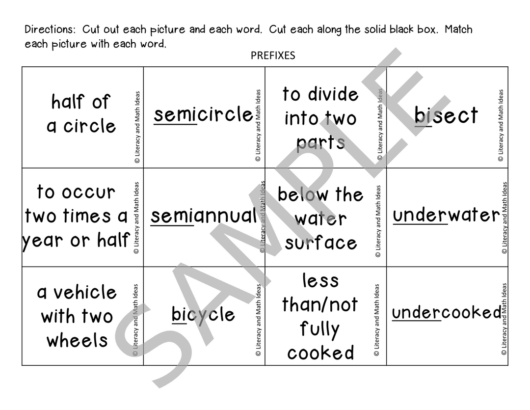 Prefix and Suffix Sorting Cards: Vocabulary Building Activity - Grade 3