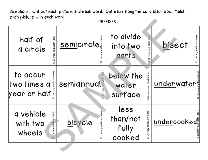 Prefix and Suffix Sorting Cards: Vocabulary Building Activity - Grade 3