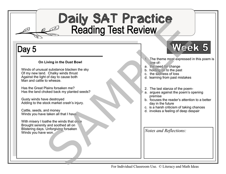 SAT Reading Prep: 8-Week Daily Spiral Review & Bell Ringers