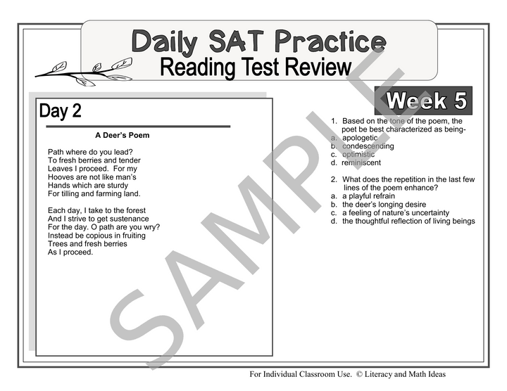SAT Reading Prep: 8-Week Daily Spiral Review & Bell Ringers