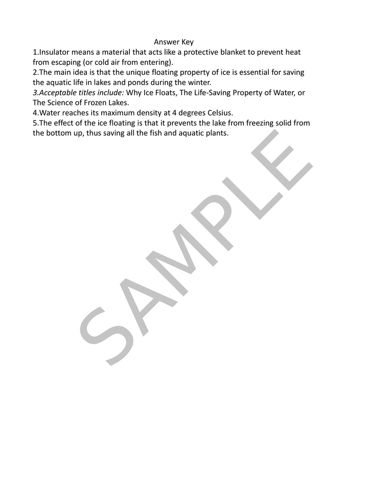 Winter Science Reading Comprehension Passage & Digital Christmas Game