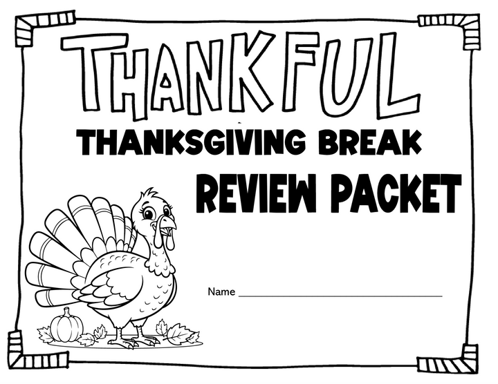 Thanksgiving Break Math & ELA Review Packet (Grades 3-5)