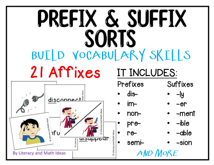 Prefix and Suffix Sorting Cards: Vocabulary Building Activity - Grade 3