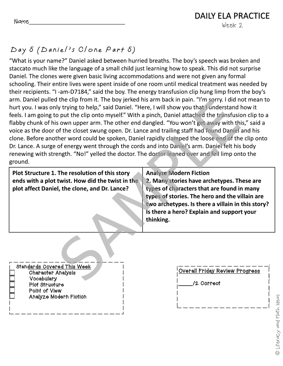 Middle School Reading Intervention Hi-Lo Passages (Month 1)