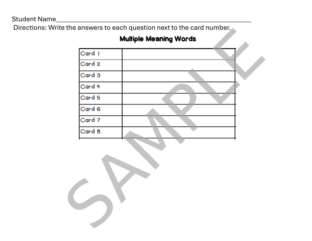 Vocabulary Task Cards: Context Clues, Homophones & Multiple Meaning Words