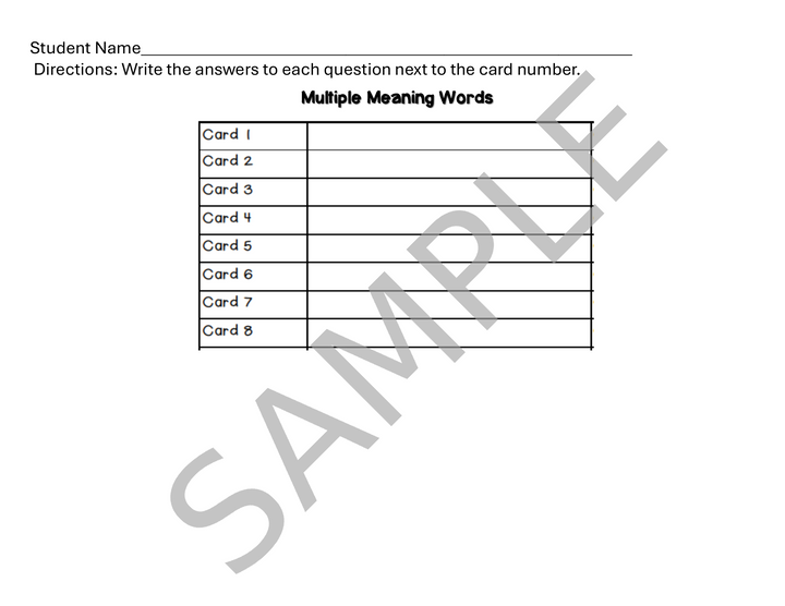 Vocabulary Task Cards: Context Clues, Homophones & Multiple Meaning Words