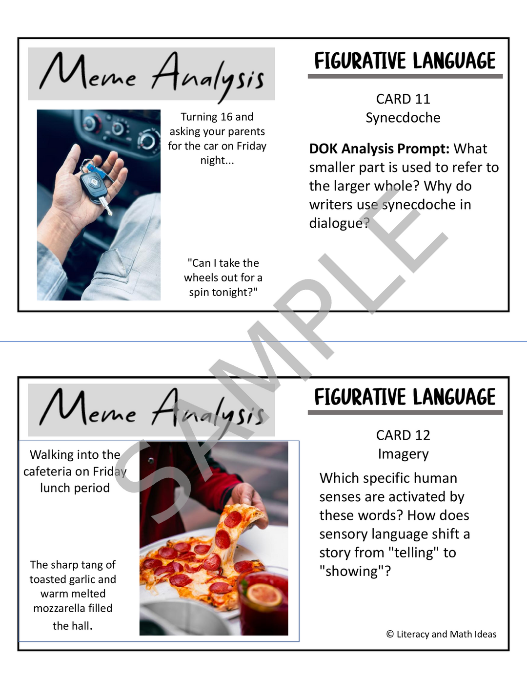 Figurative Language Meme Task Cards: Literary Devices Analysis Stations