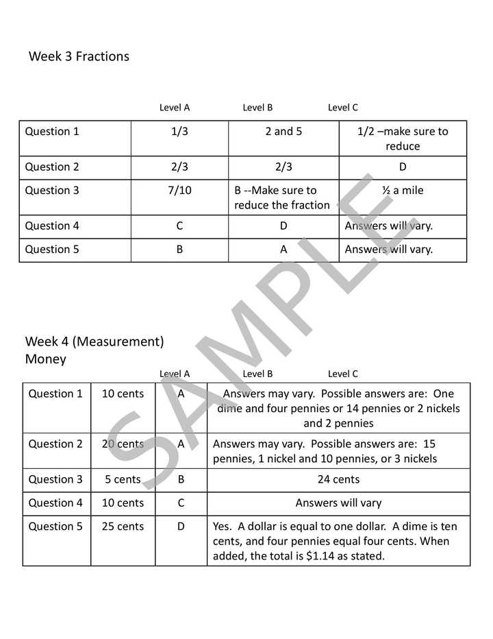 3rd Grade Differentiated Daily Math Practice: Month 1 Review