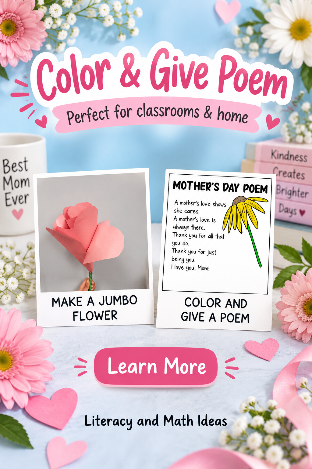 Free Mother's Day Crafts & Templates (Jumbo Flower & Poem)