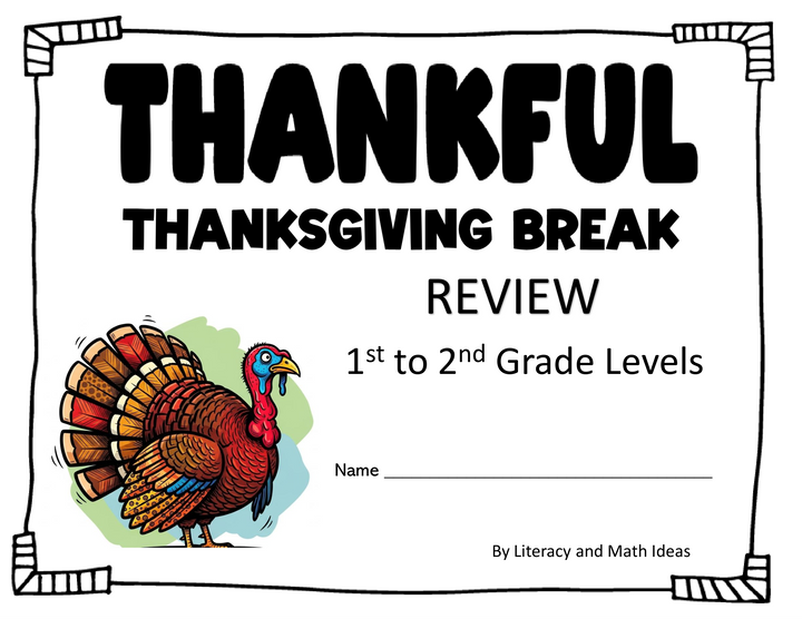 Free Thanksgiving Math and Writing Review Worksheets (Grades 1-2)