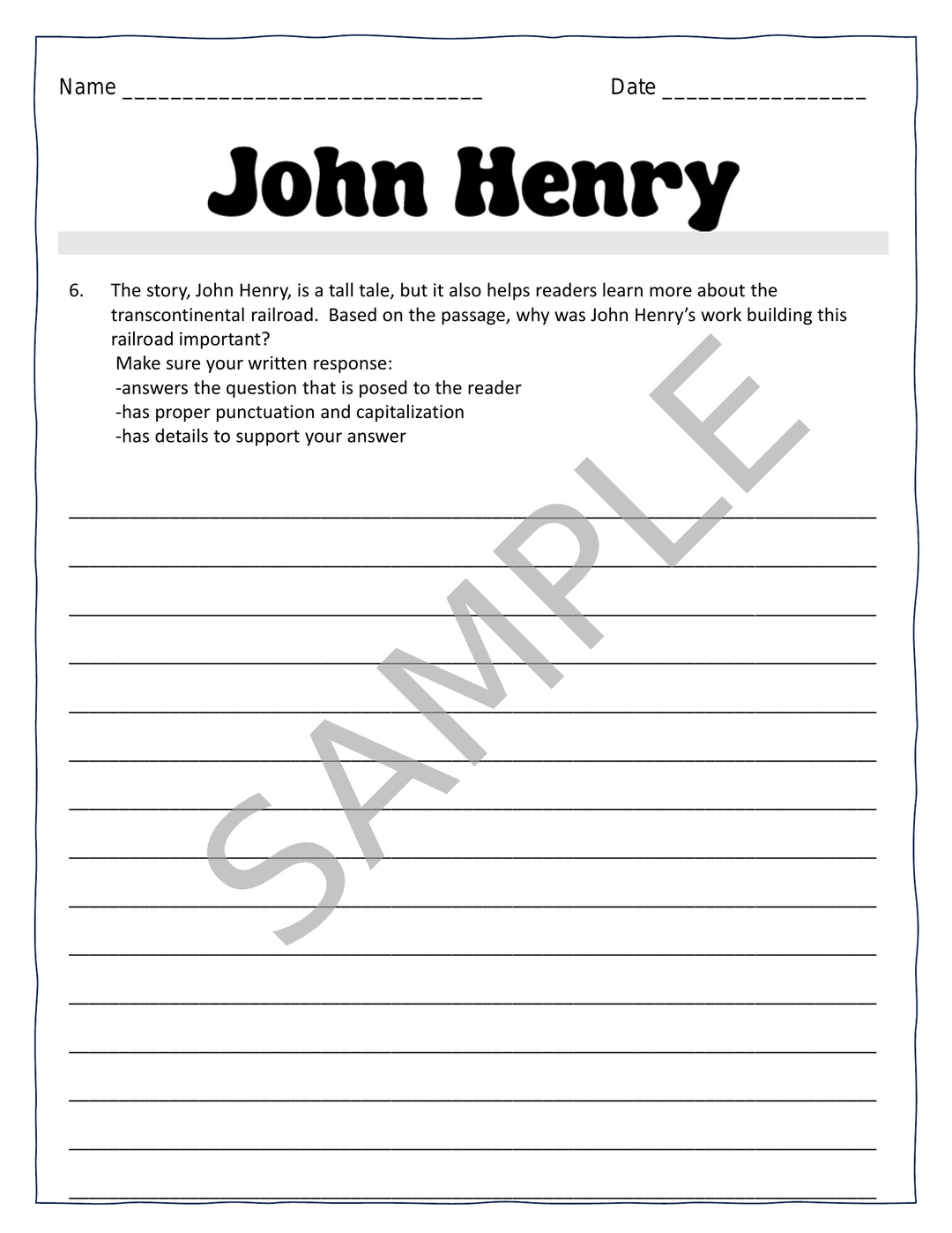 Four Tall Tales Reading Comprehension & Writing Bundle