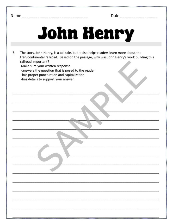 Four Tall Tales Reading Comprehension & Writing Bundle