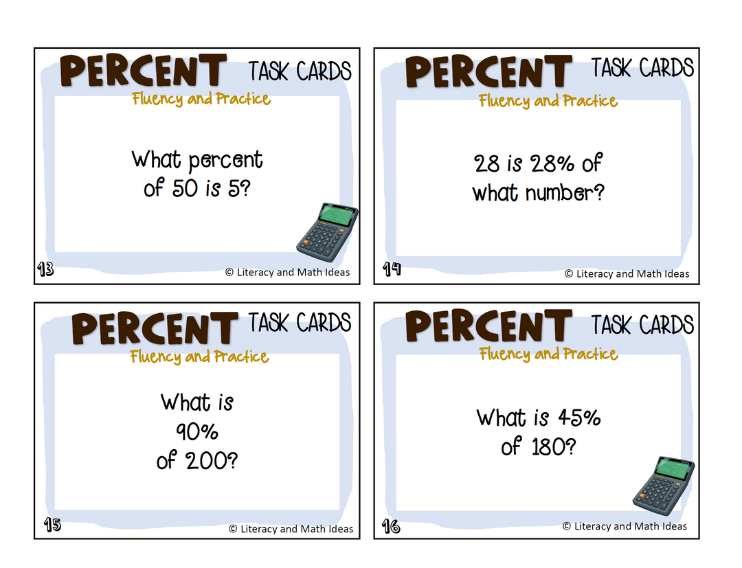 Finding the Percent Task Cards | Math Fluency & Percent Intervention (1)