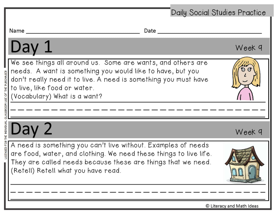 Daily Social Studies Practice (Weeks 9 - 12)