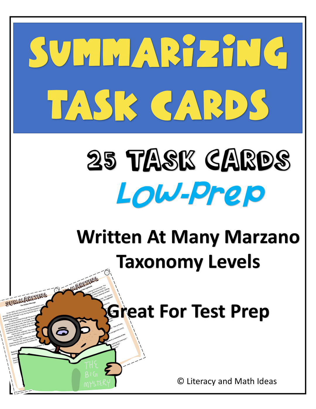 Differentiated Summarizing Task Cards: Marzano Taxonomy Reading Comprehension