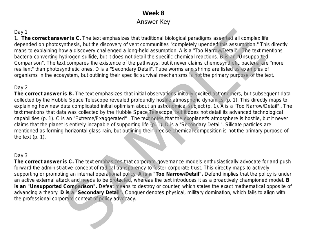Daily SAT Reading Practice: Weeks 5-8 (Month 2)