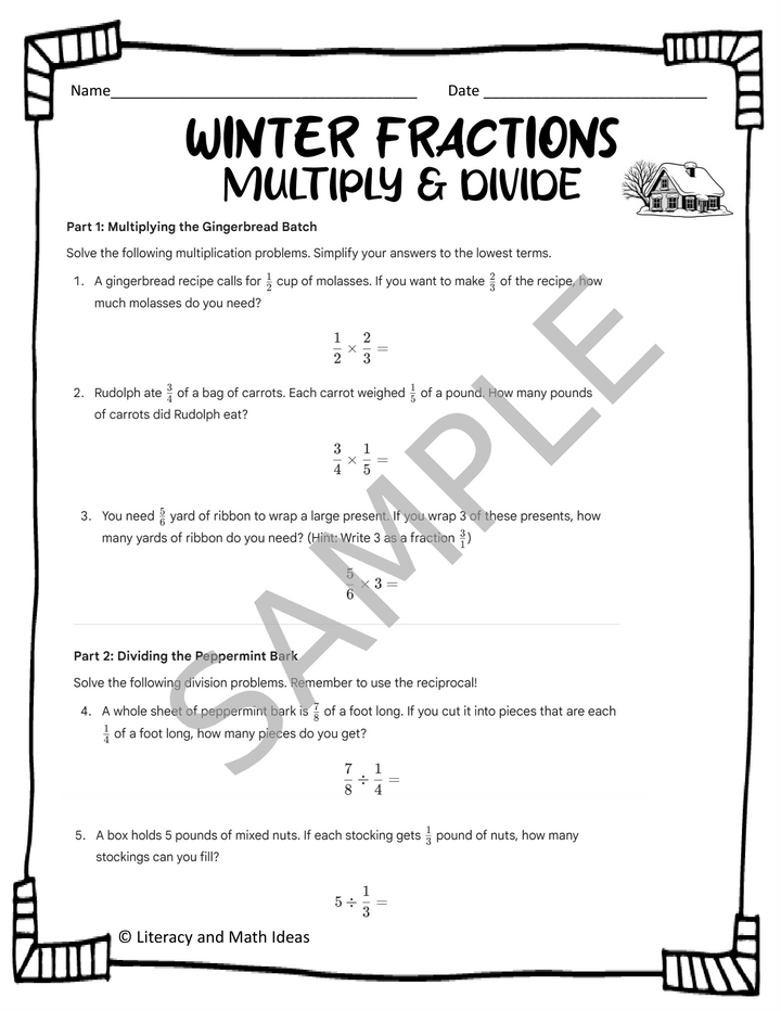 Free Christmas Fractions Worksheets