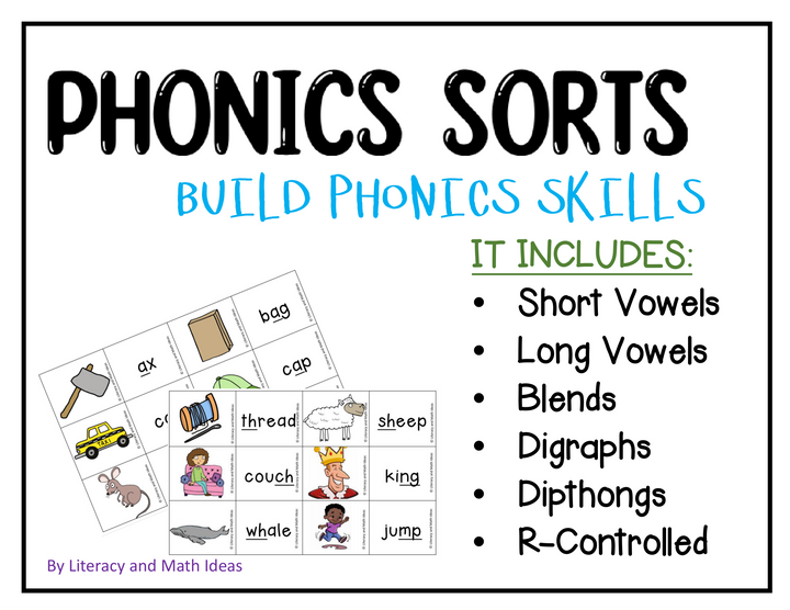 Phonics Sorts: Vowels, Blends, Digraphs, Diphthongs & R-Controlled Words