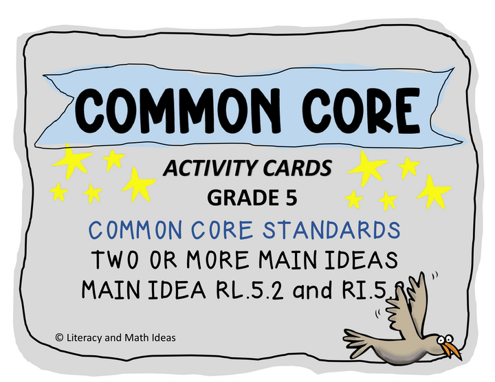 Grade 5 Main Idea & Theme Task Cards (CCSS RL.5.2 & RI.5.2)